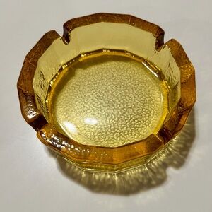 Vintage Blenko Textured Amber Glass Ashtray / Trinket Bowl